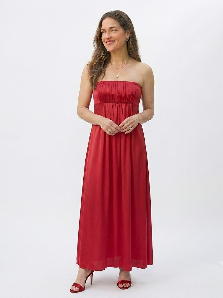 New Kay Unger Ny Silk Velvet Red Strapless Corset Maxi Dress
